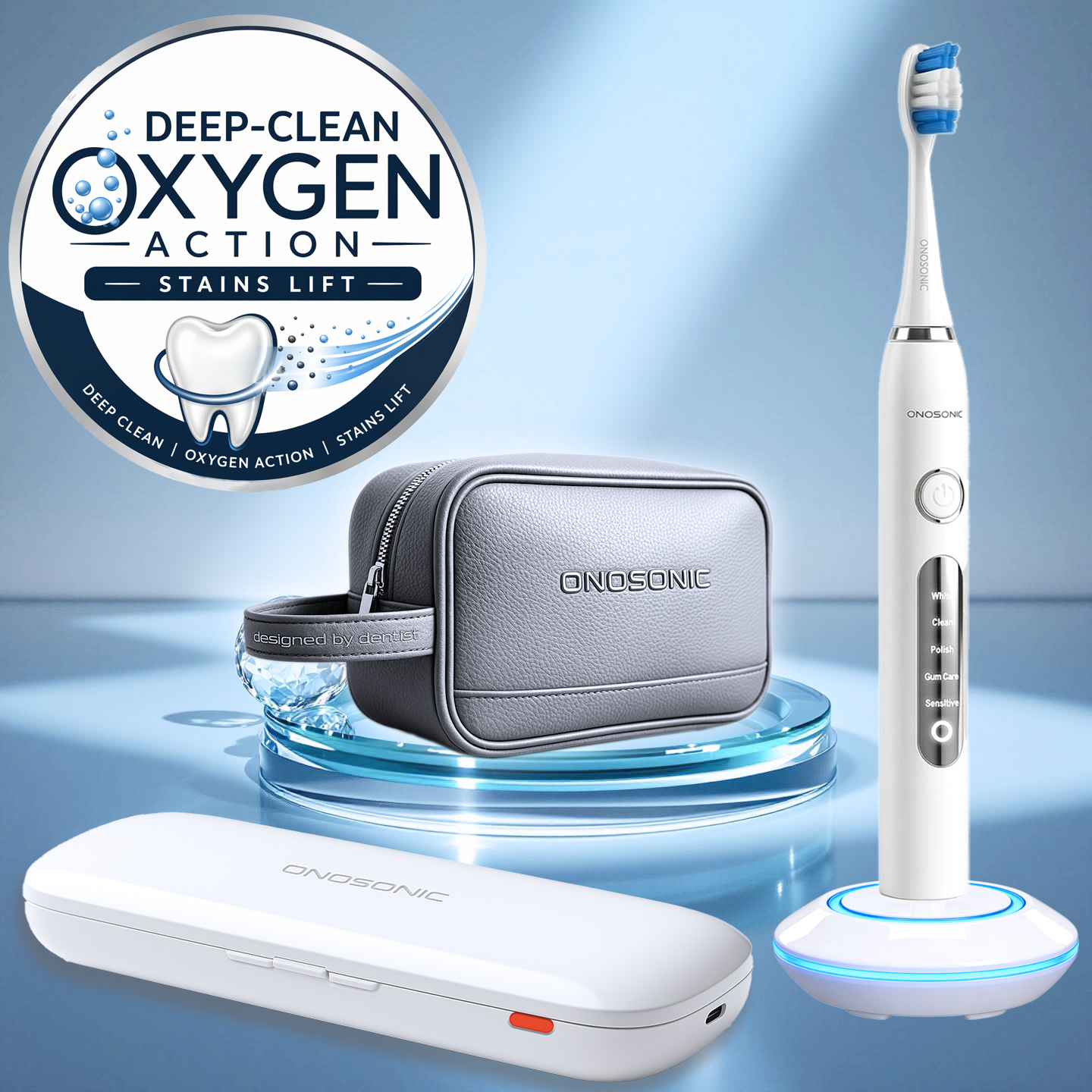 ONOSONIC DX-1 Advanced Oral Care Electric Toothbrush ONOSONIC DX-1 sonic electric toothbrush designed for powerful plaque removal, deep cleaning, and improved daily oral care with advanced sonic vibration technology.