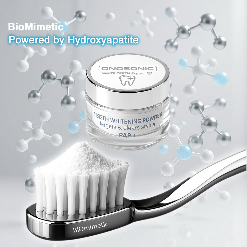 PAP+ teeth whitening powder vs charcoal powder comparison showing non-abrasive enamel-safe whitening vs abrasive charcoal teeth cleaning