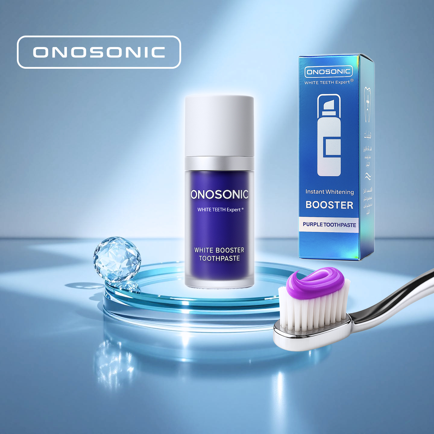 ONOSONIC WHITE TEETH Expert ® Purple Toothpaste UAE ONOSONIC WHITE TEETH Expert ® Purple Toothpaste, the best purple toothpaste in Dubai, designed for teeth whitening, color-correcting yellow tones, and brighter smiles in UAE.