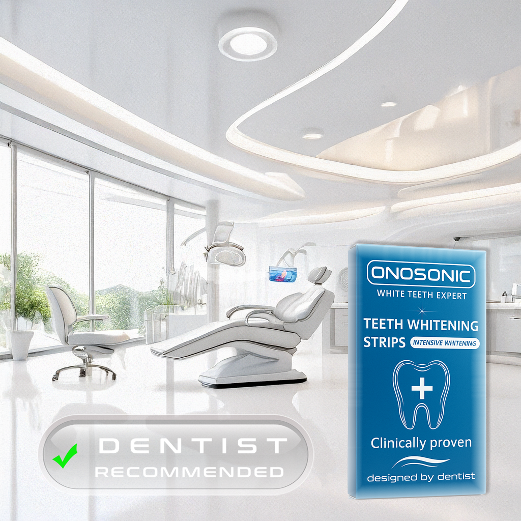 ONOSONIC WHITE TEETH Expert® Whitening Strips – safe, peroxide-free teeth whitening strips developed in Dubai using PAP+ technology. Whitens without sensitivity and protects enamel.