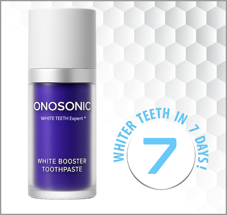 ONOSONIC WHITE TEETH Expert® Purple Toothpaste in a modern tube – a violet-toned toothpaste that reduces yellow stains and boosts whitening safely.