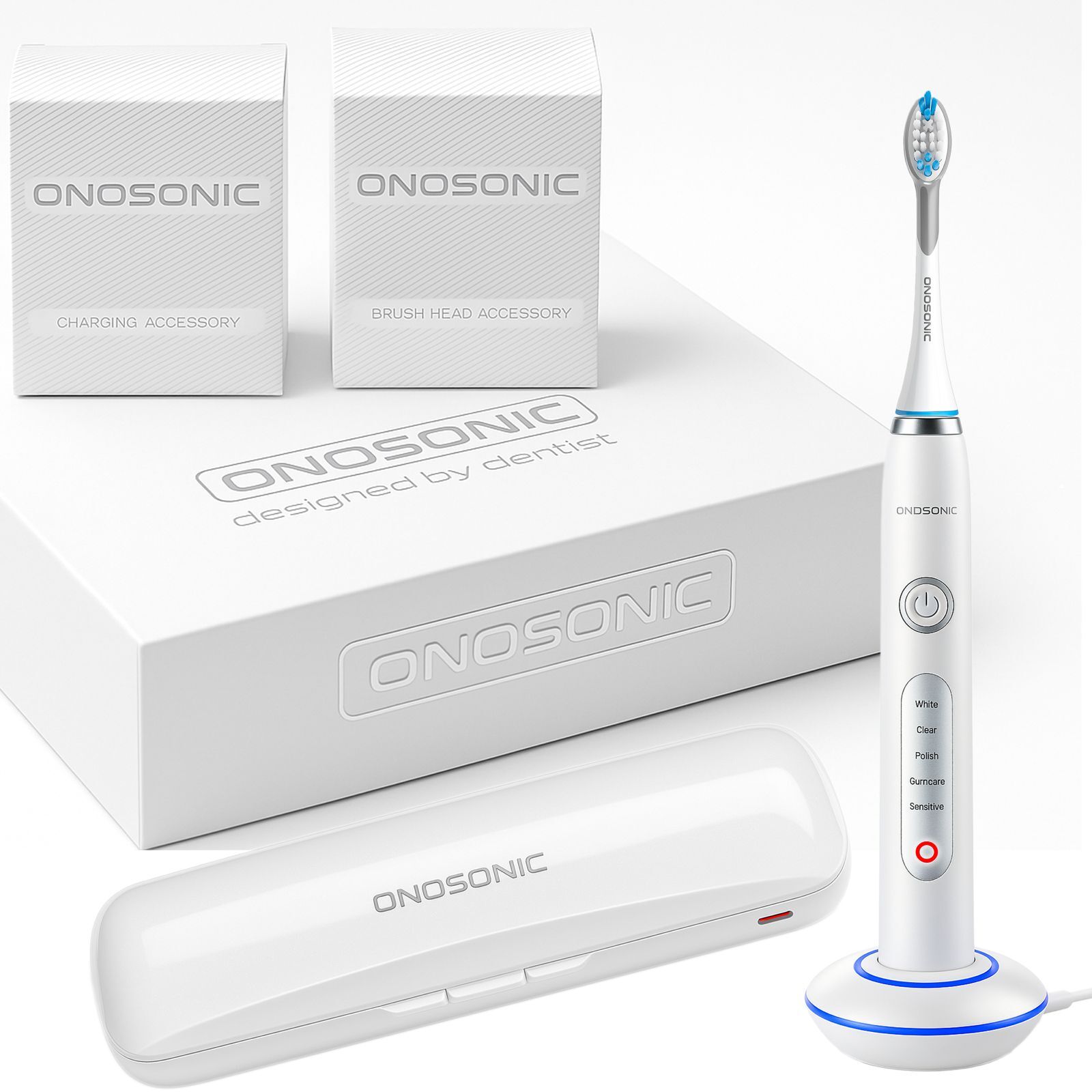 ONOSONIC WHITE TEETH Expert DX-1 Electric Toothbrush with twin-engine sonic technology for plaque removal, whiter teeth, and healthier gums. Ideal for adults seeking advanced at-home oral care.